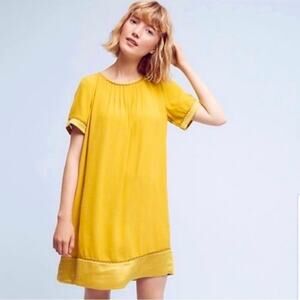 Anthropologie Maeve Verdet Swing Shift Mini Dress Yellow Gold size XS